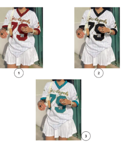 Alternative view of 2025 Women Los AngelesLetter Print V-Neck Short Sleeve T-Shirt Summer Graphic Tee Baseball Jerseys Oversized Sport T-Shirt