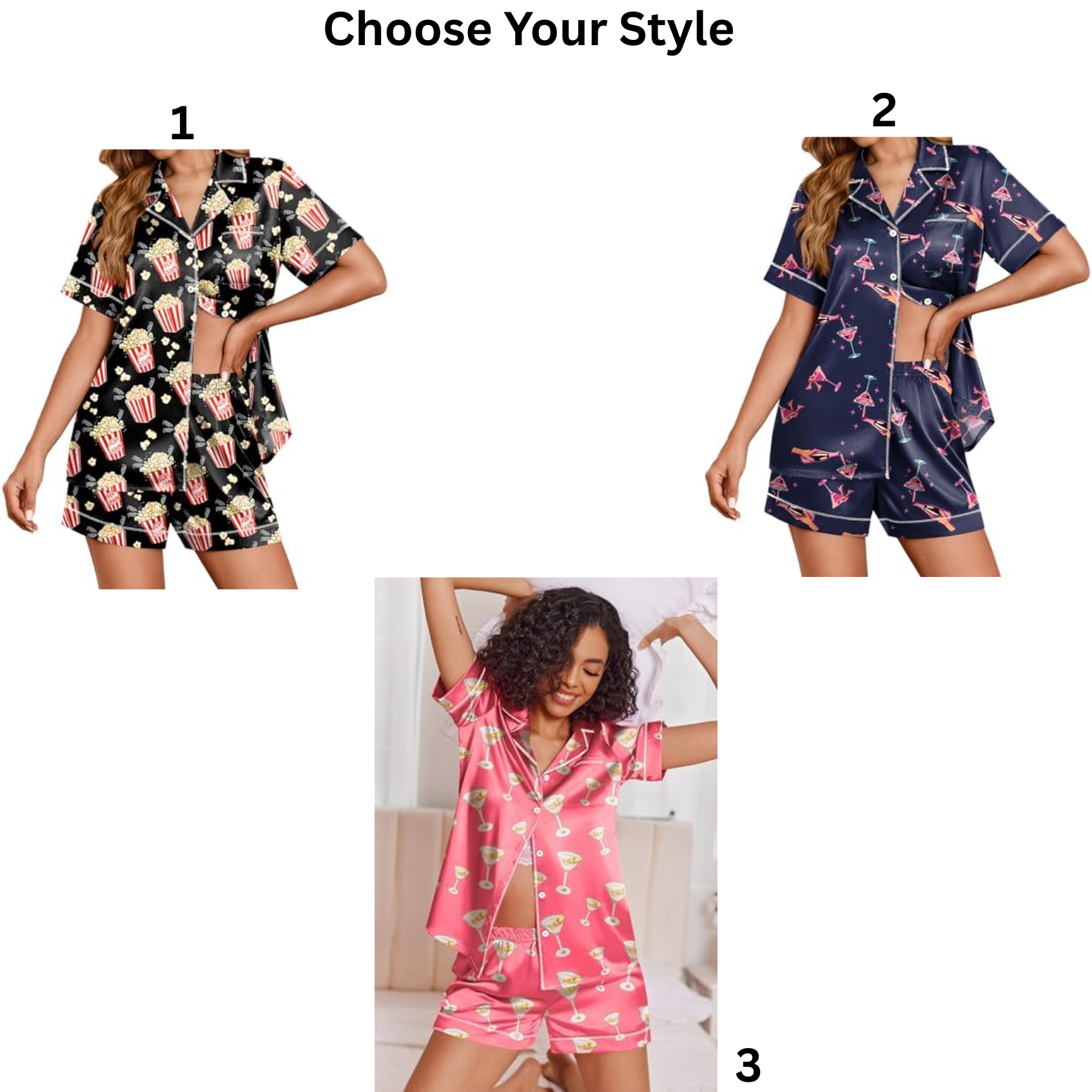 Womens Satin Silk Pajamas Set Short Sleeve Sleepwear Button Down Top and Shorts Loungewear 2 Piece Pjs Set - Image 2