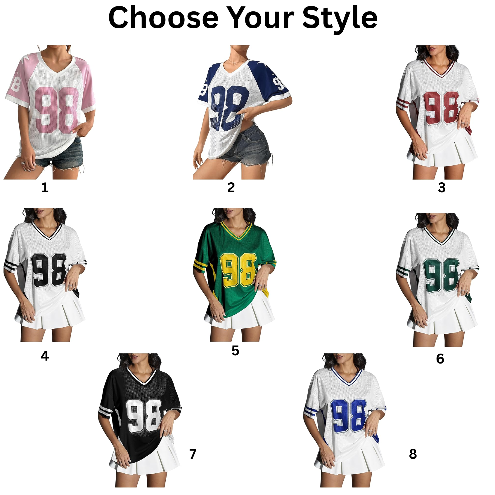Women's Jersey Shirts for Women Graphic Number Shirt Soccer Jersey Summer Oversized T Shirts Tops - Image 2