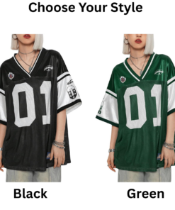 Alternative view of Women's Oversized Letter Graphic Jersey Tee Color Block Short Sleeve Y2K Mesh Football Jersey Tops