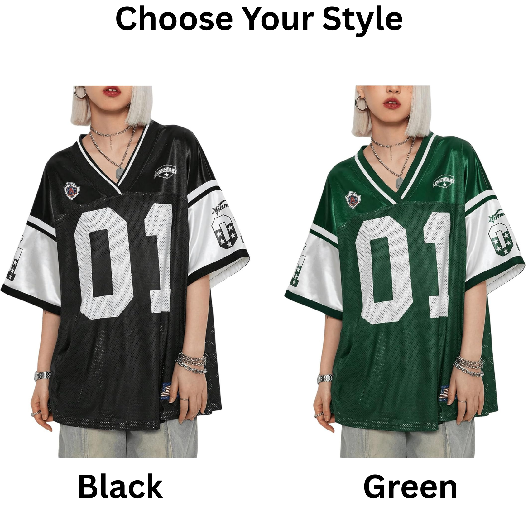 Women's Oversized Letter Graphic Jersey Tee Color Block Short Sleeve Y2K Mesh Football Jersey Tops - Image 2