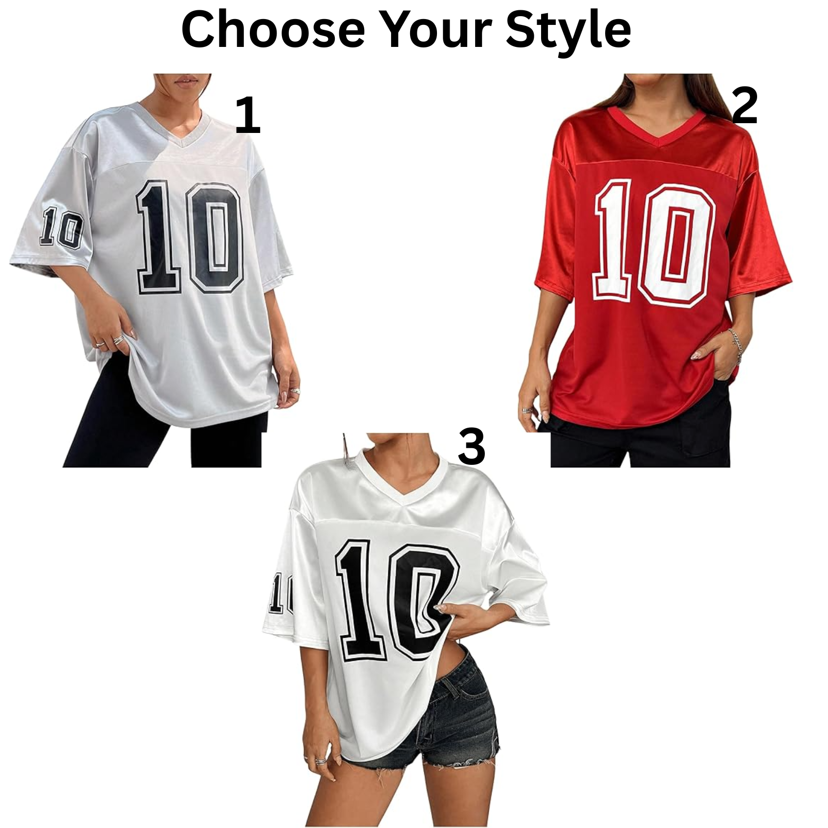 Women's Oversized Jersey Shirt Graphic Tees V Neck Short Sleeve Vintage T Shirts - Image 2