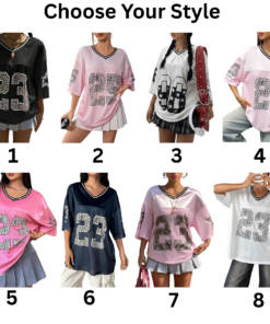 Alternative view of Jersey Shirts for Women Y2k Oversized Graphic Tees V Neck Half Sleeve Cute Soccer Streetwear Tops