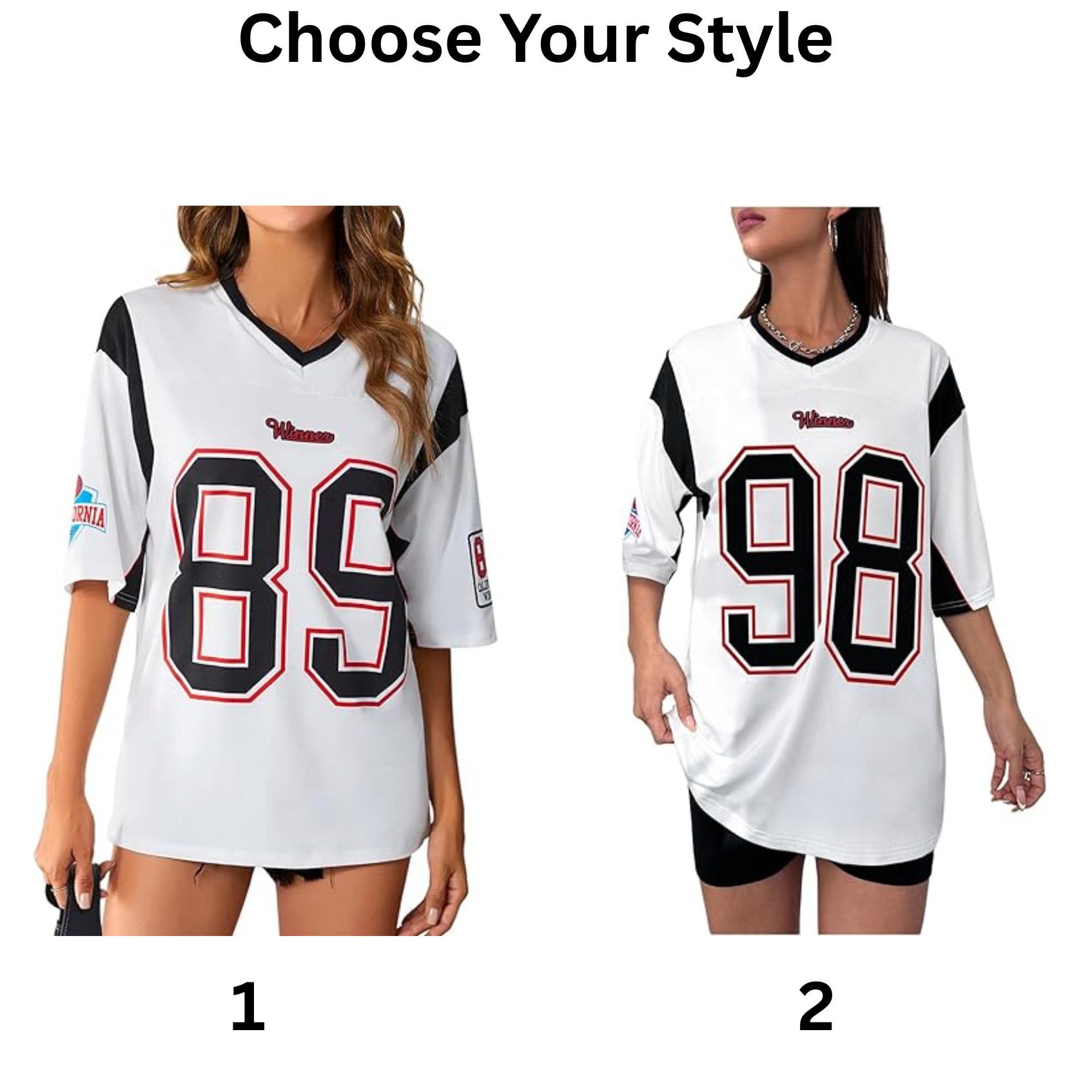 Women's Jersey Shirts Oversized Letter Print Graphic Tees V Neck Half Sleeve T Shirt Summer Tops (Copy) - Image 2