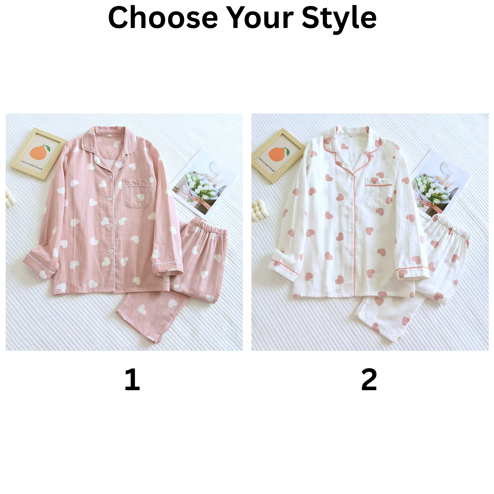 New Spring and Autumn Pajama Set Women's 100% Cotton Long Sleeve Pants Two Piece Love Lovely Sweet Home Furnishing Set - Image 2