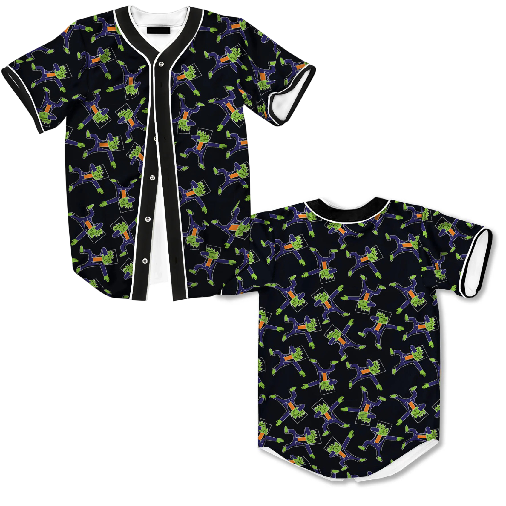 Frankenstein Halloween Print Pattern Baseball Jersey