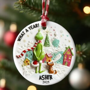 A Year To Look Back Round Ceramic Ornament - Personalized Christmas Gifts For Family & Friends 01qhqn121125