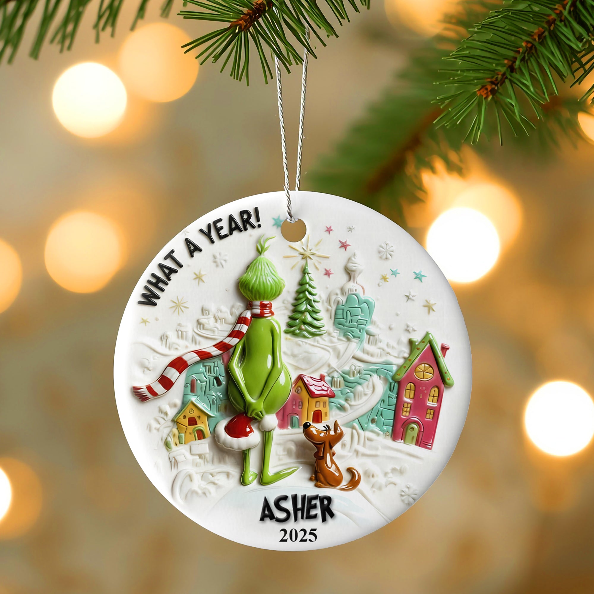 A Year To Look Back Round Ceramic Ornament - Personalized Christmas Gifts For Family & Friends 01qhqn121125 - Image 3