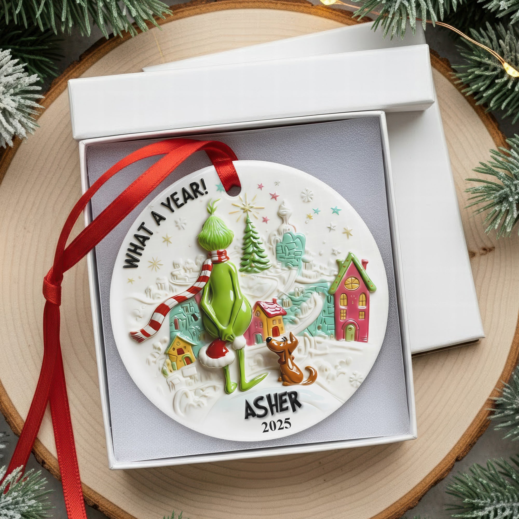A Year To Look Back Round Ceramic Ornament - Personalized Christmas Gifts For Family & Friends 01qhqn121125 - Image 4
