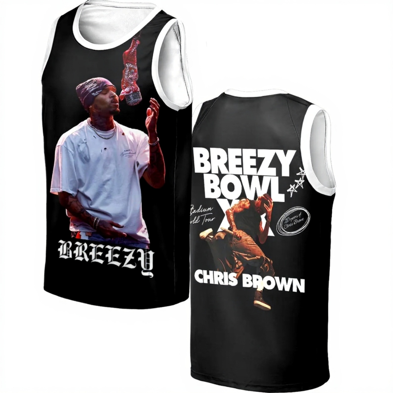 Chris Brown Tour Baseketball Jersey, Breezy Bowl XX 2025 Tank top Jersey, Breezy Bowl XX 2025 Baseketball Jersey - Image 3