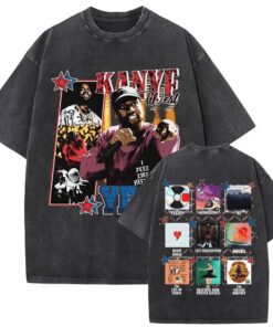 Washed Vintage Rapper Kanye West Album Cover Graphic Shirt, Men Hip Hop Fashion Pop Music Shirt