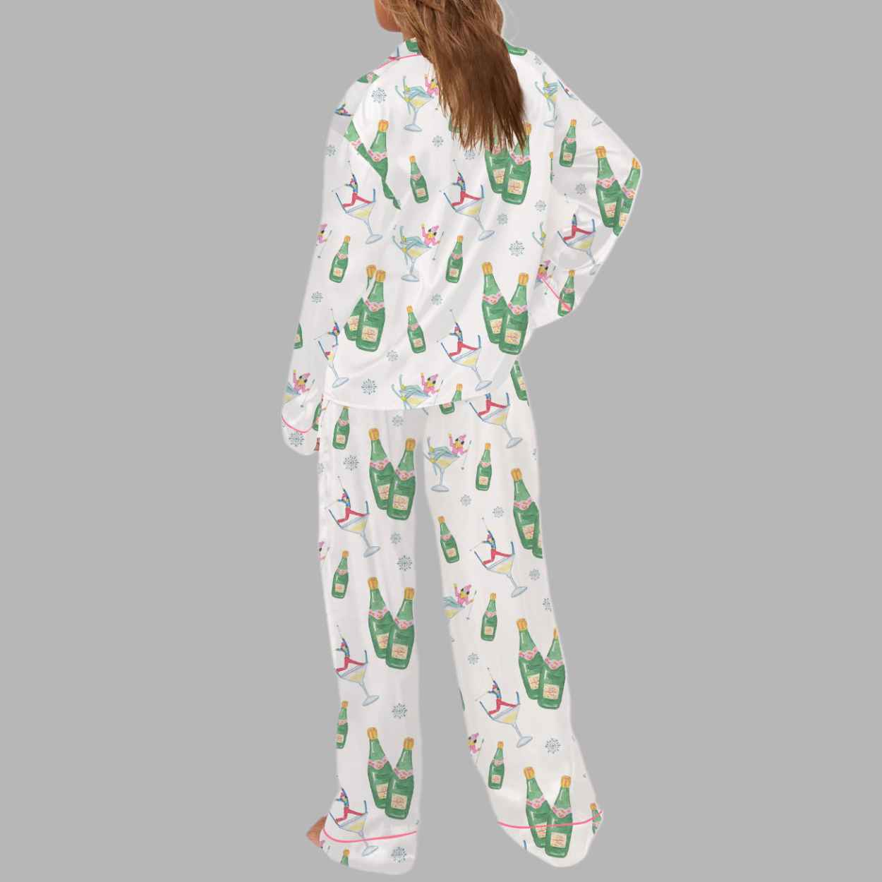 After Ski Watercolor Silky Satin Pajama Set - Image 3