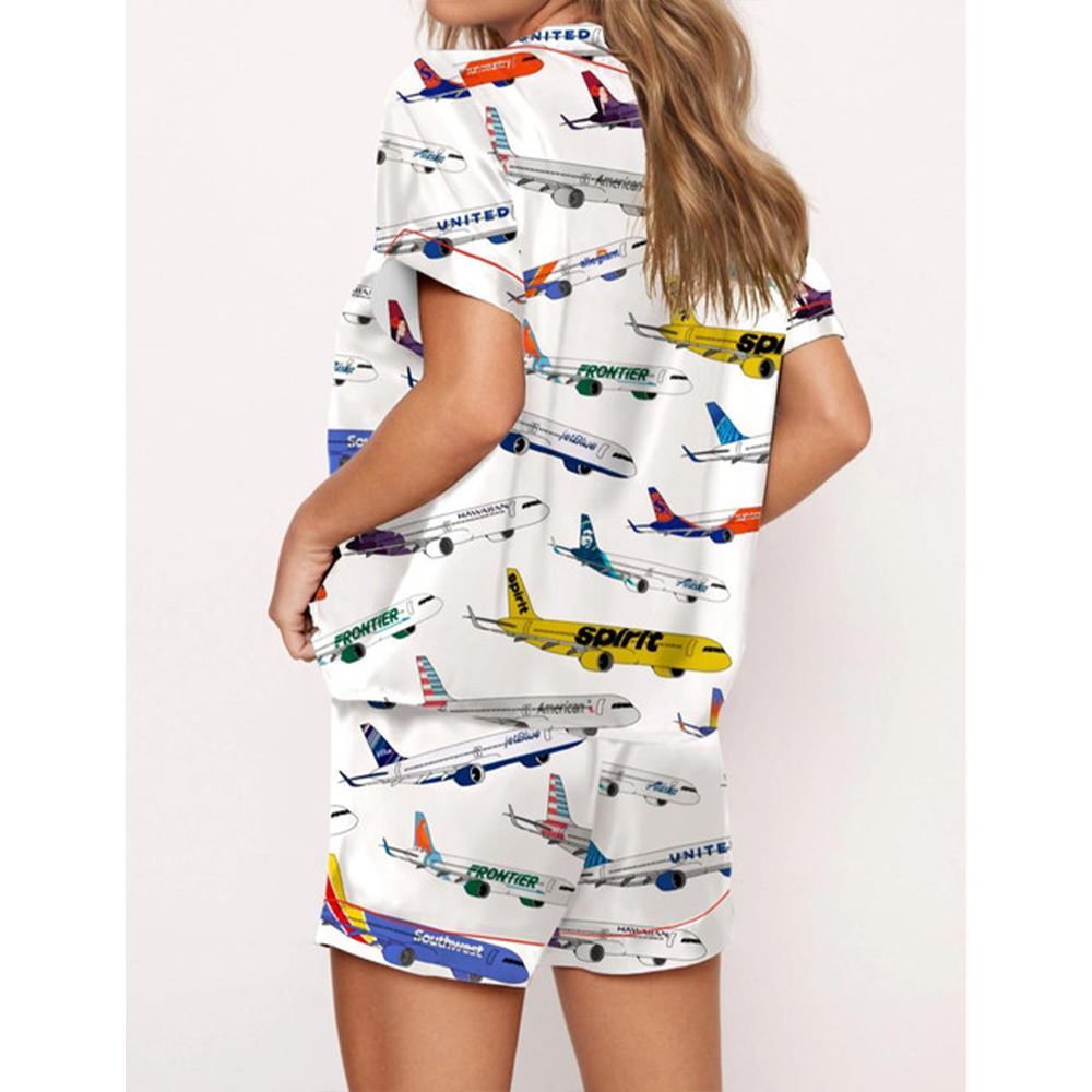 Alternative view of Airline Aircraft Satin Pajama Set For Women