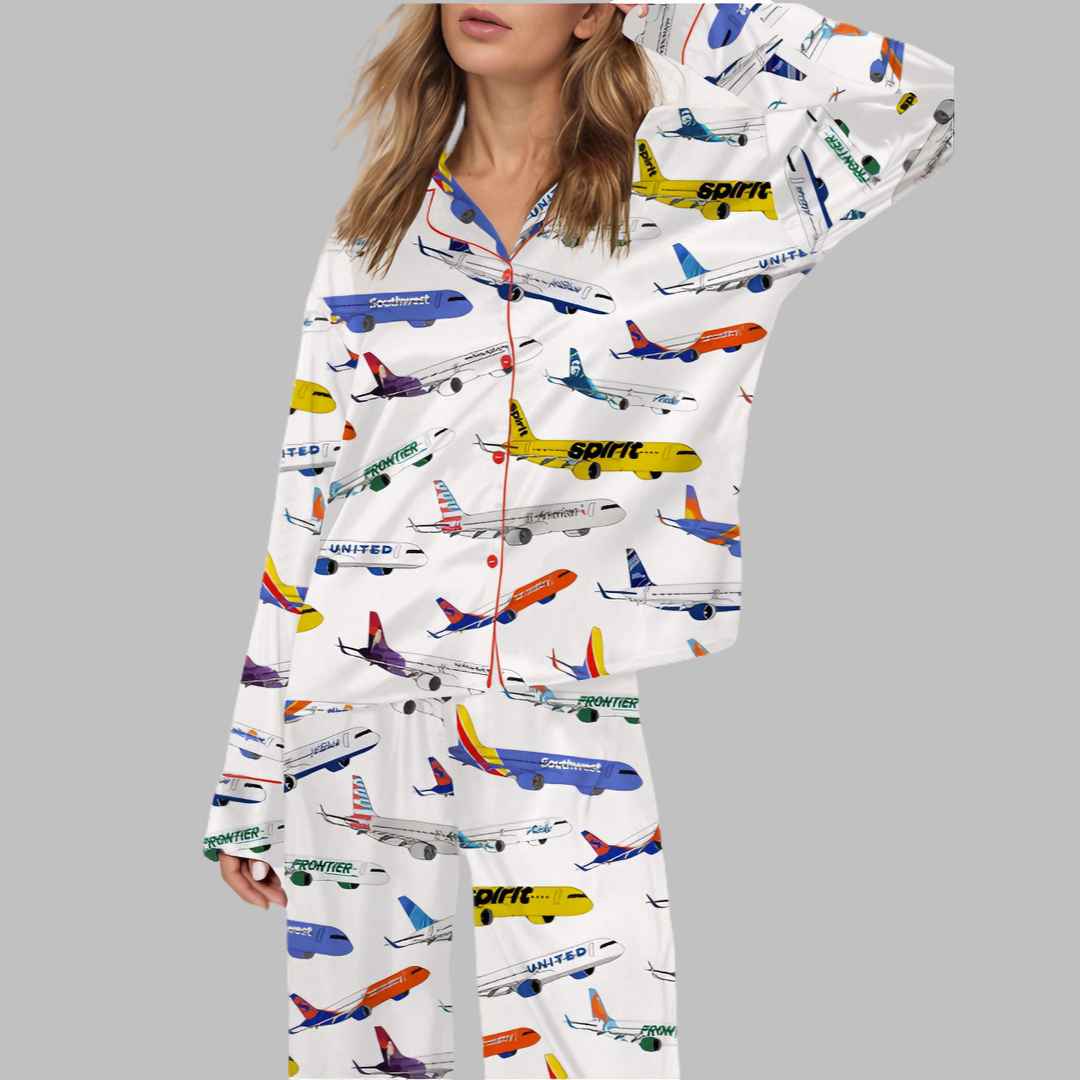 Airline Aircraft Satin Pajama Set