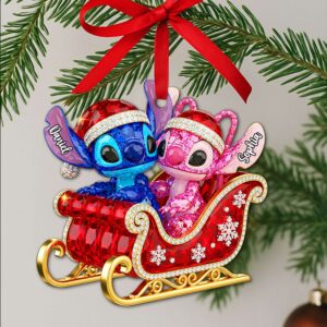 Alternative view of Alien Couple Sleigh Christmas Ornament - Personalized Christmas Gifts For Couple 03PGLU160825