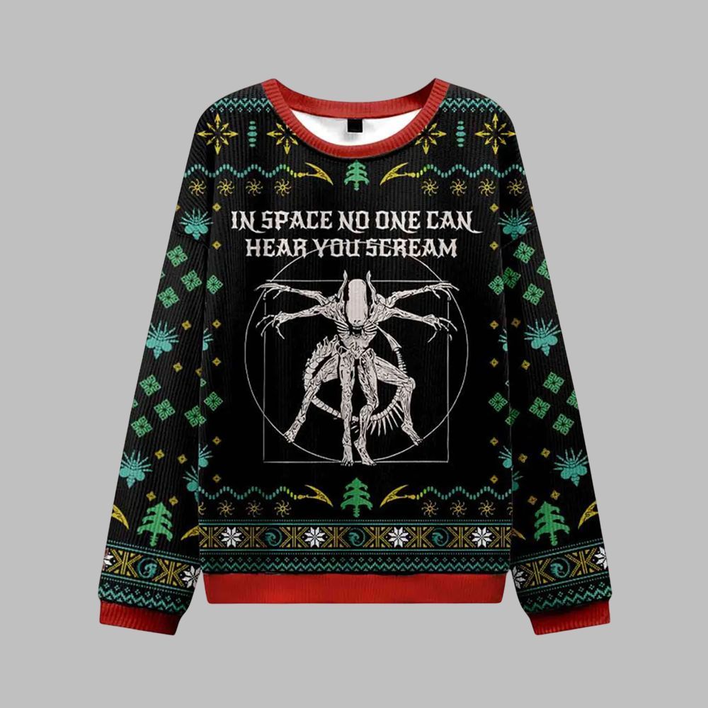 Alternative view of Alien In Space No One Can Hear You Scream Ugly Sweater 2025 Christmas - Grishko.com