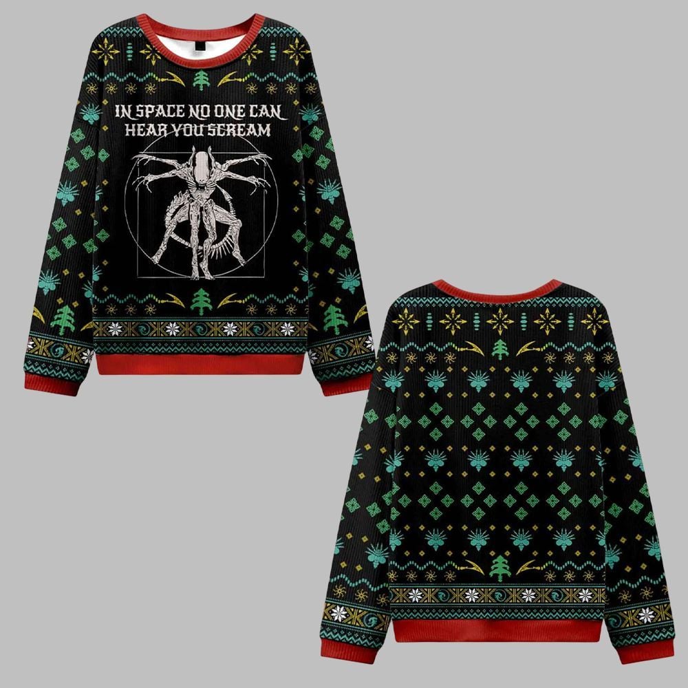 Alien In Space No One Can Hear You Scream Ugly Sweater 2025 Christmas - Grishko.com
