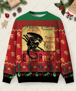 Alien Scifi Vintage Ugly Christmas Fuzzy Fleece Sweatshirt
