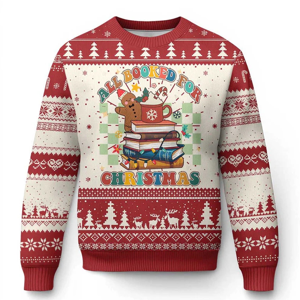 All Booked For Christmas Ugly Sweater - Grishko.com