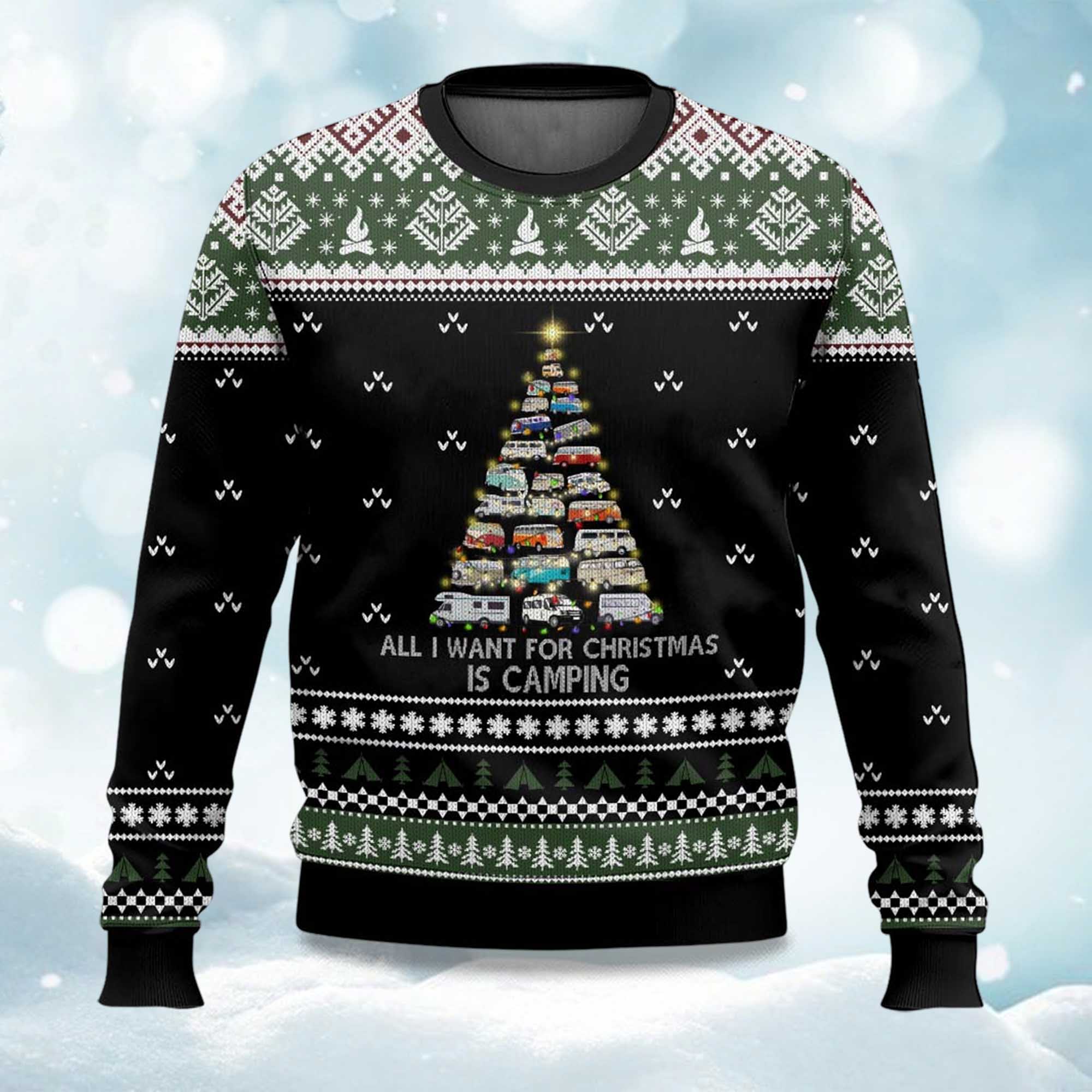 All I Want For Christmas Is Camping Ugly Christmas Sweater
