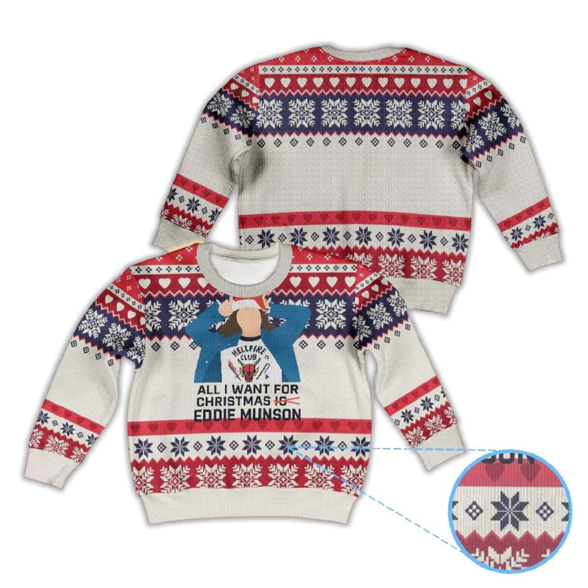 Alternative view of All I Want For Christmas Is Eddie Munson Ugly Christmas Sweater