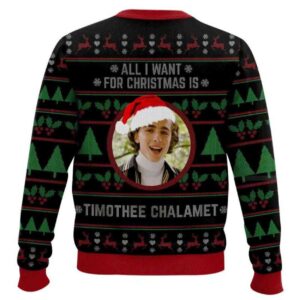 Alternative view of All I Want For Christmas Is Timothee Chalamet Ugly Christmas Sweater