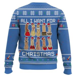 Alternative view of All I Want For Christmas Is You Blue Funny Ugly Christmas Sweater