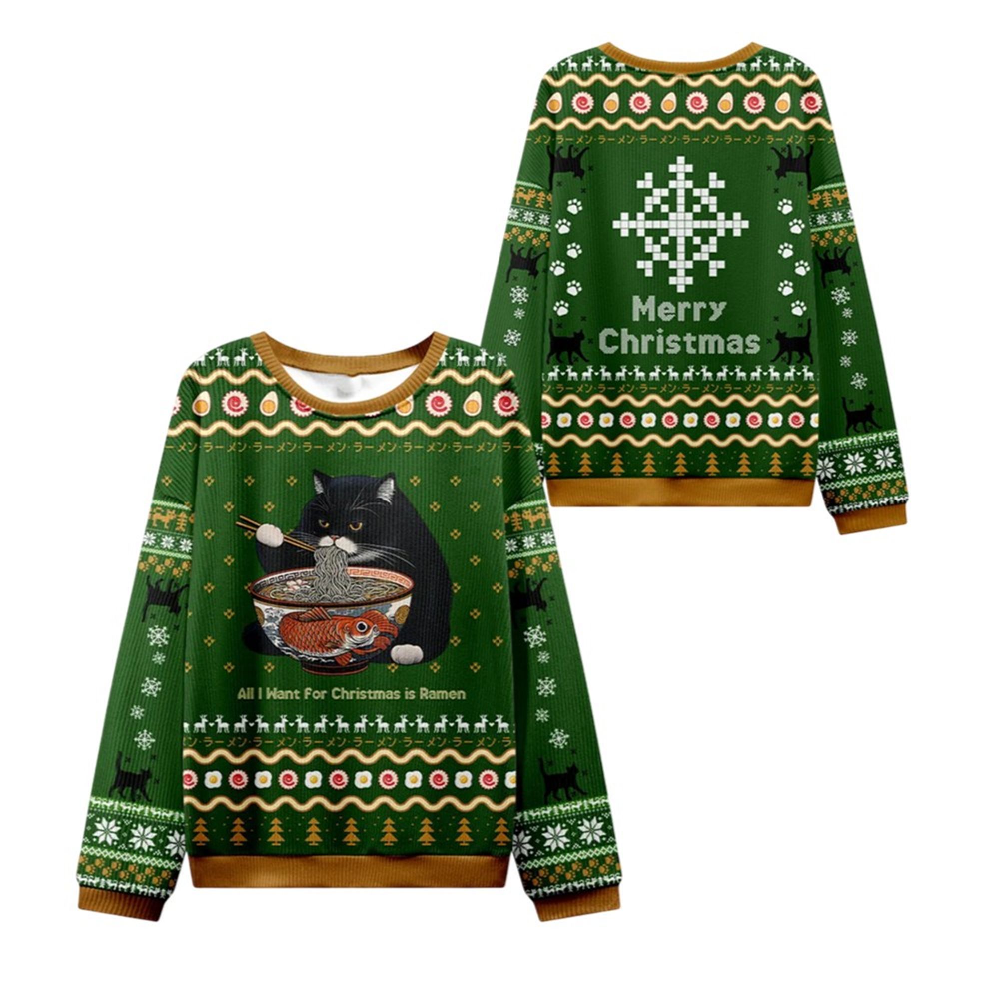 Alternative view of All I Want is Ramen Ugly Sweater 2025 Christmas - Grishko.com