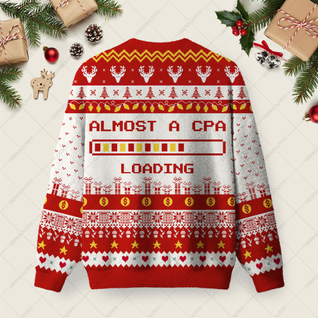Alternative view of Almost a CPA Loading Ugly Christmas Fuzzy Fleece Sweatshirt