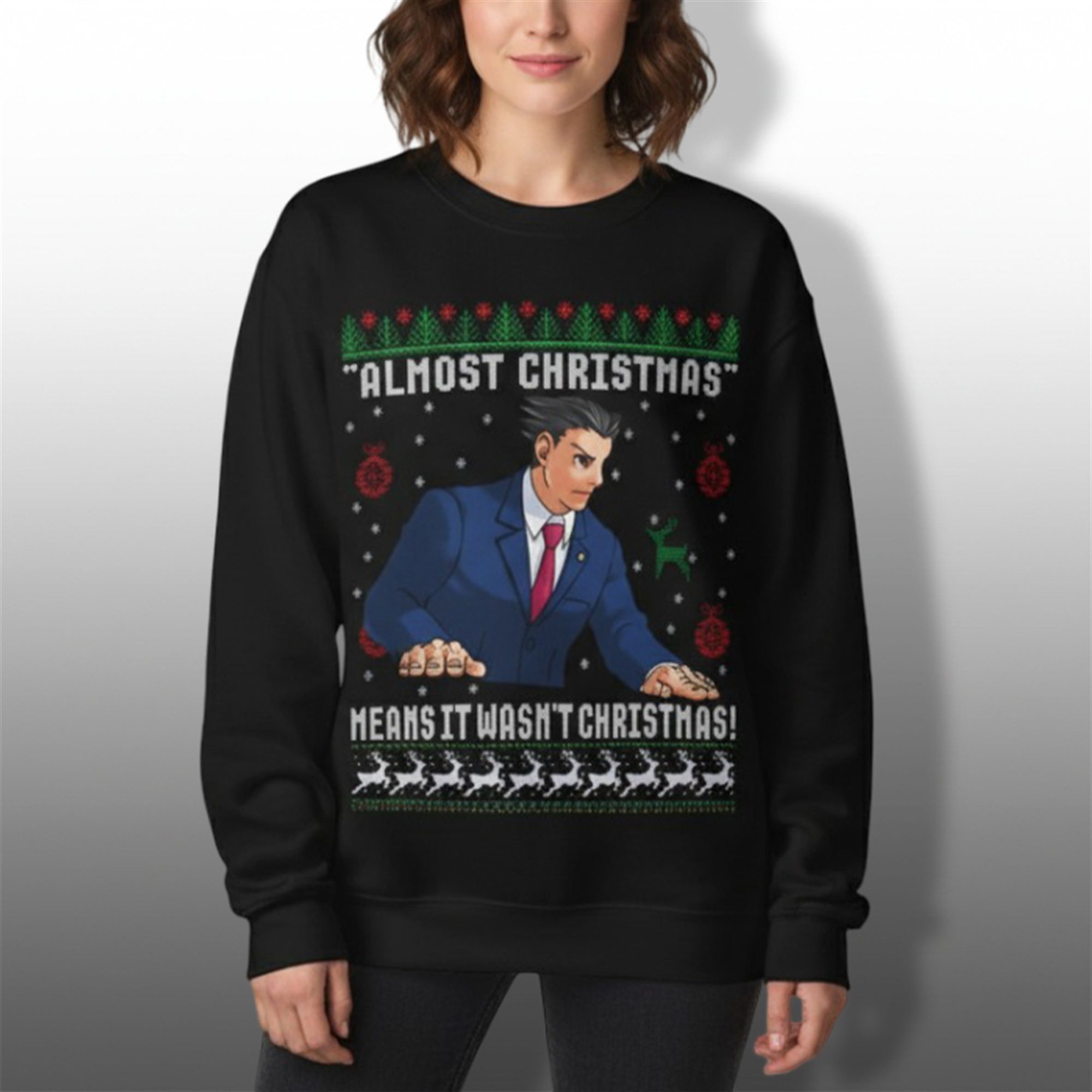 Alternative view of Almost Christmas Means It Wasn't Christmas Ugly Sweater - Grishko.com