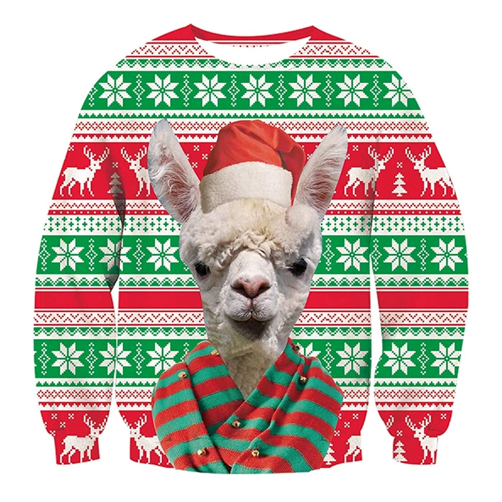 Alpaca Print Ugly Christmas Sweatshirt - Grishko.com