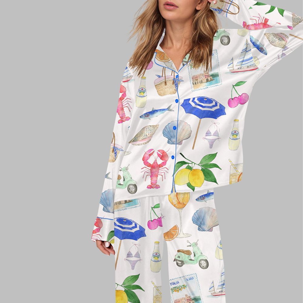 Amalfi Coast Italy Summer Pajama Set For Women - Image 2