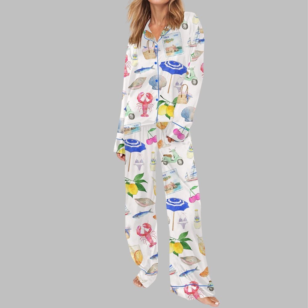 Amalfi Coast Italy Summer Pajama Set For Women - Image 3