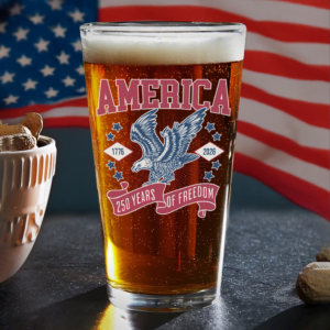 Alternative view of America 1776 - 2026 250 Years Of Freedom Print Beer Glass HA75 897028