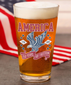 America 1776 - 2026 250 Years Of Freedom Print Beer Glass