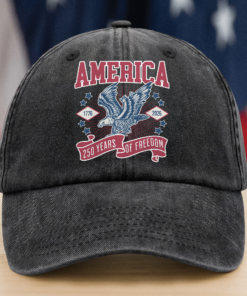 America 1776 - 2026 250 Years Of Freedom Washed Denim Baseball Cap