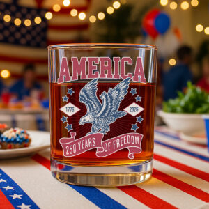 Alternative view of America 1776 - 2026 250 Years Of Freedom Whiskey Glass HA75 897022