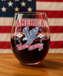 Alternative view of America 1776 - 2026 250 Years Of Freedom Wine Glass