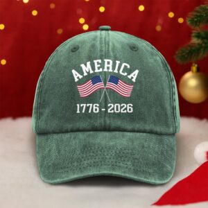 Alternative view of America 1776 - 2026 US Flag Washed Denim Baseball Cap HA75 897106