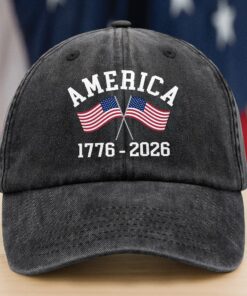 America 1776 - 2026 US Flag Washed Denim Baseball Cap