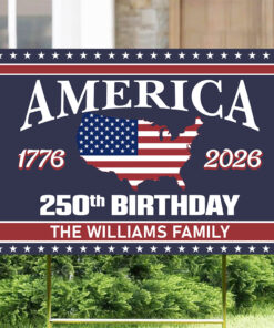 Alternative view of America 250 Birthday 1776-2026 Garden Yard Sign