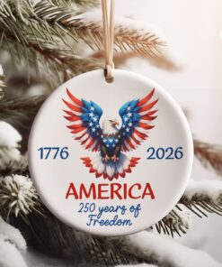Alternative view of America 250 Ceramic Ornament | Patriotic Independence Day Ornament | 1776-2026 USA Decoration