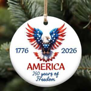 America 250 Ceramic Ornament | Patriotic Independence Day Ornament | 1776â€“2026 USA Decoration 683604