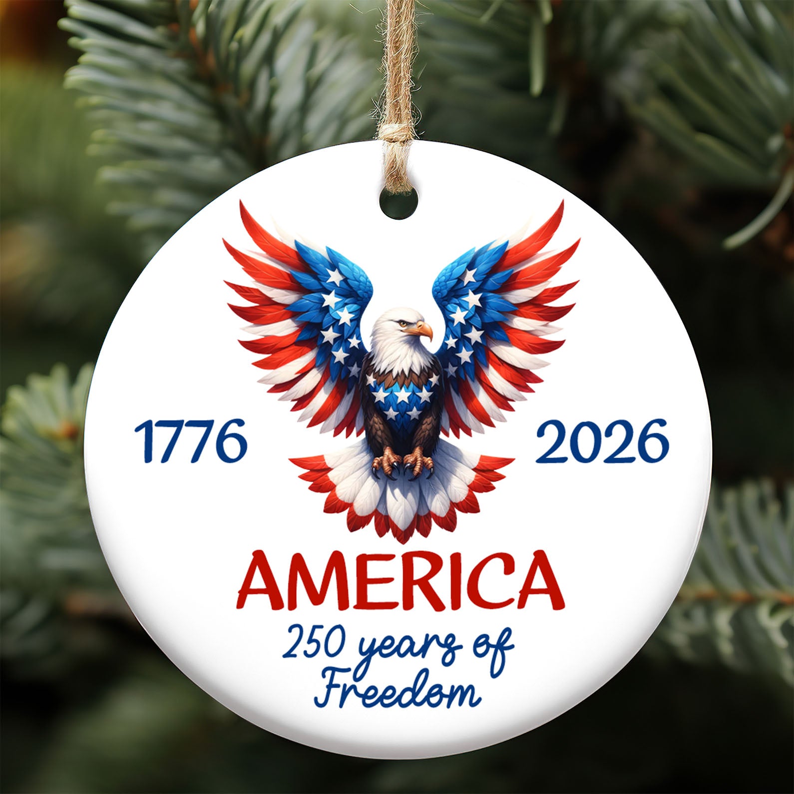 America 250 Ceramic Ornament | Patriotic Independence Day Ornament | 1776â€“2026 USA Decoration 683604