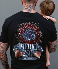 Alternative view of America 250 Firework Back Shirt