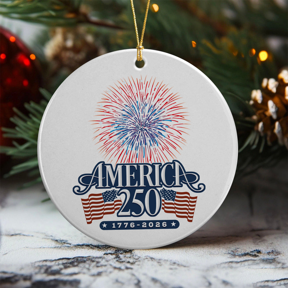 Alternative view of America 250 Firework Ceramic Ornament TH10 894649