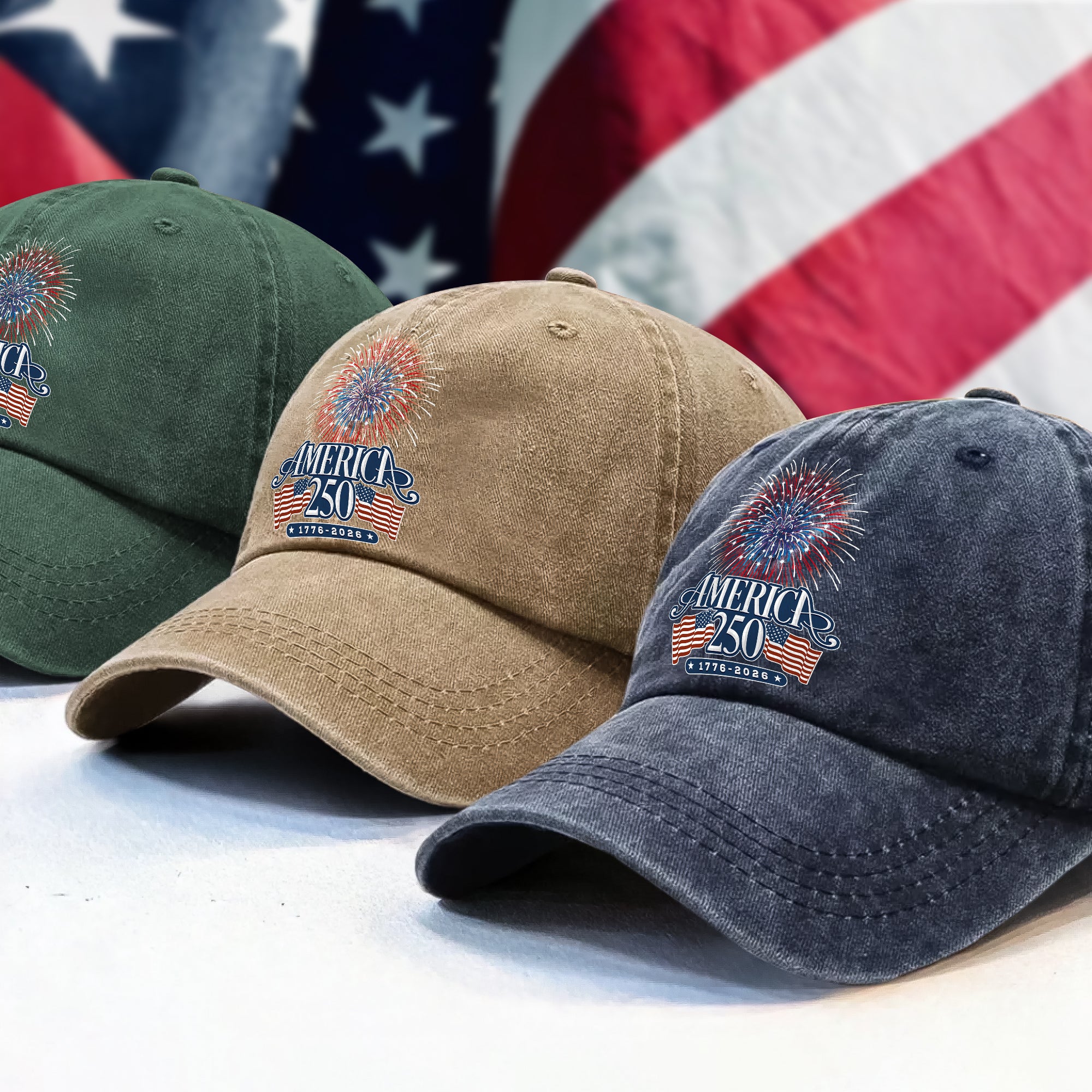 America 250 Firework Washed Denim Baseball Cap TH10 894647 - Image 4