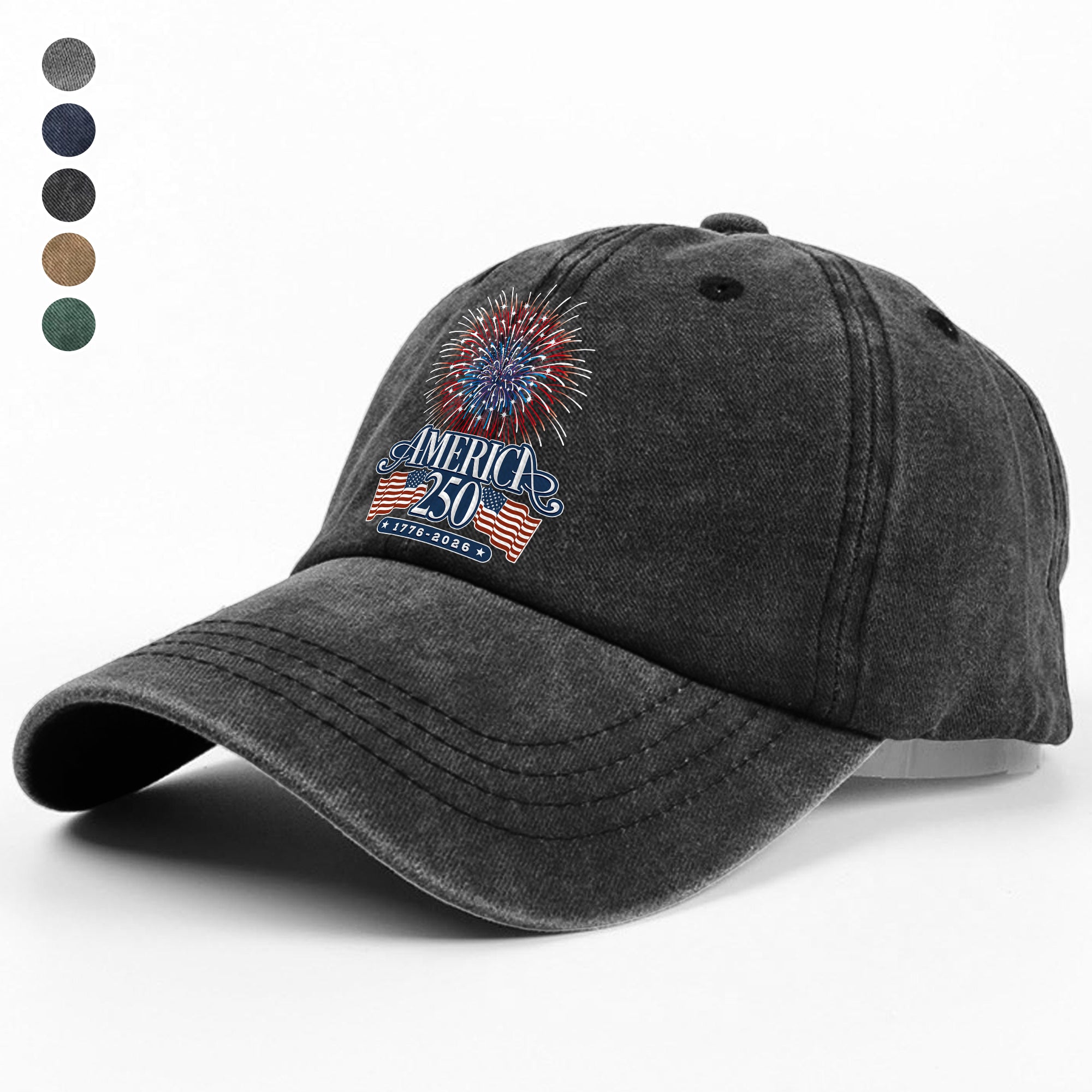 America 250 Firework Washed Denim Baseball Cap TH10 894647 - Image 3