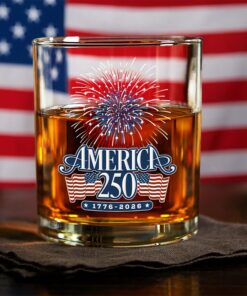 America 250 Firework Whiskey Glass