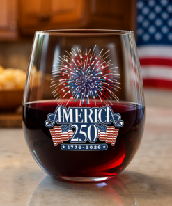 America 250 Firework Wine Glass